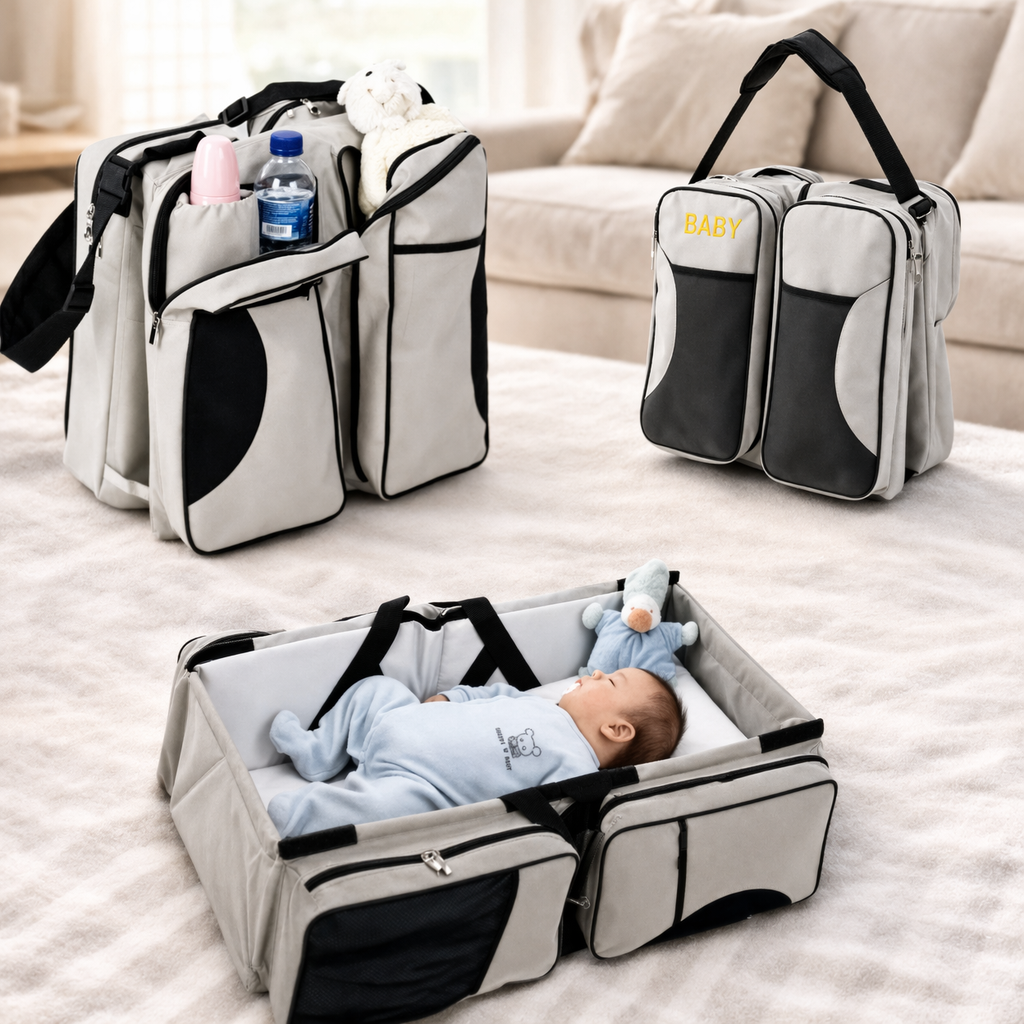 Ravi I Faltbares 2in1 Babybett für Zuhause & unterwegs mit Taschen