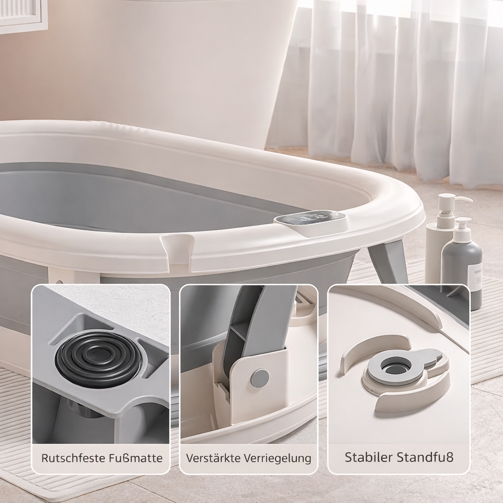 Liora I Temperaturfreundliche Babybadewanne mit Display und Klappfunktion