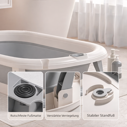 Liora I Temperaturfreundliche Babybadewanne mit Display und Klappfunktion