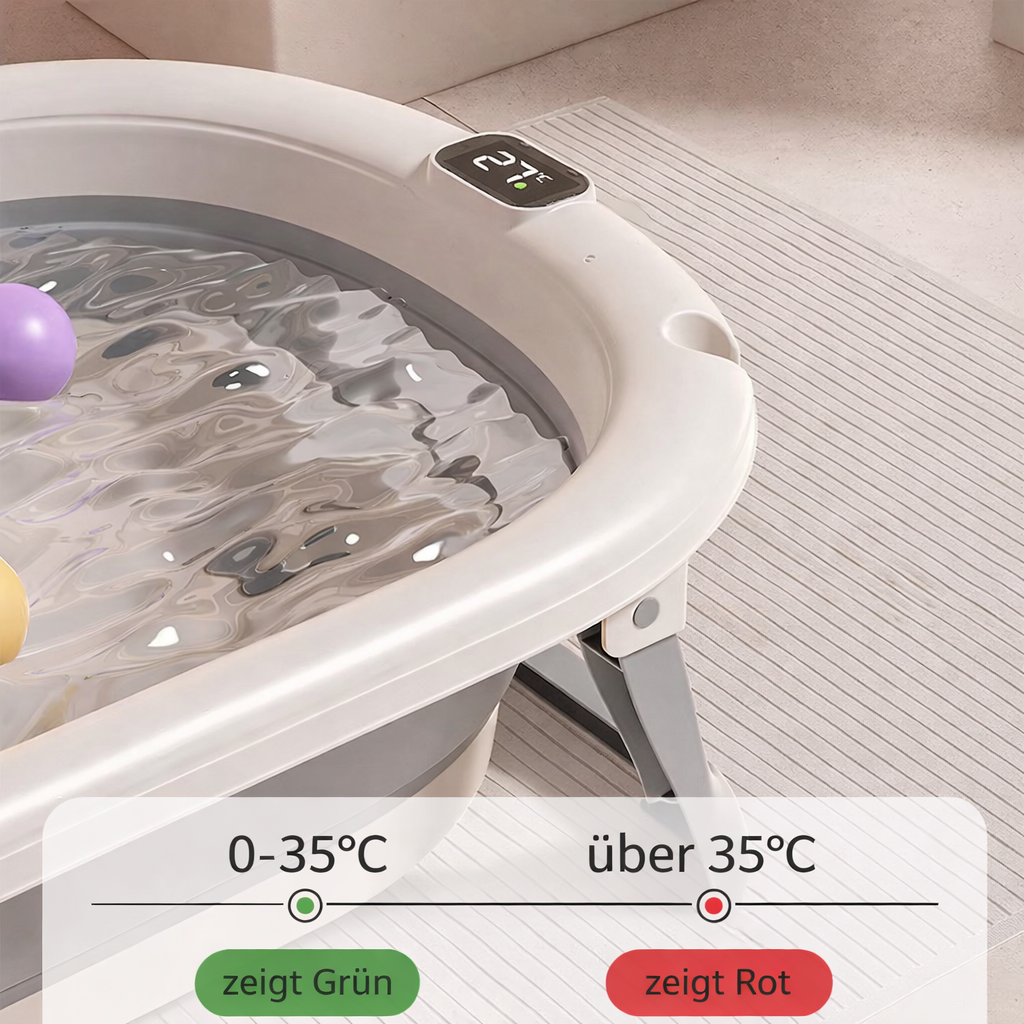 Liora I Temperaturfreundliche Babybadewanne mit Display und Klappfunktion