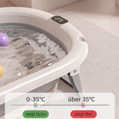 Liora I Temperaturfreundliche Babybadewanne mit Display und Klappfunktion