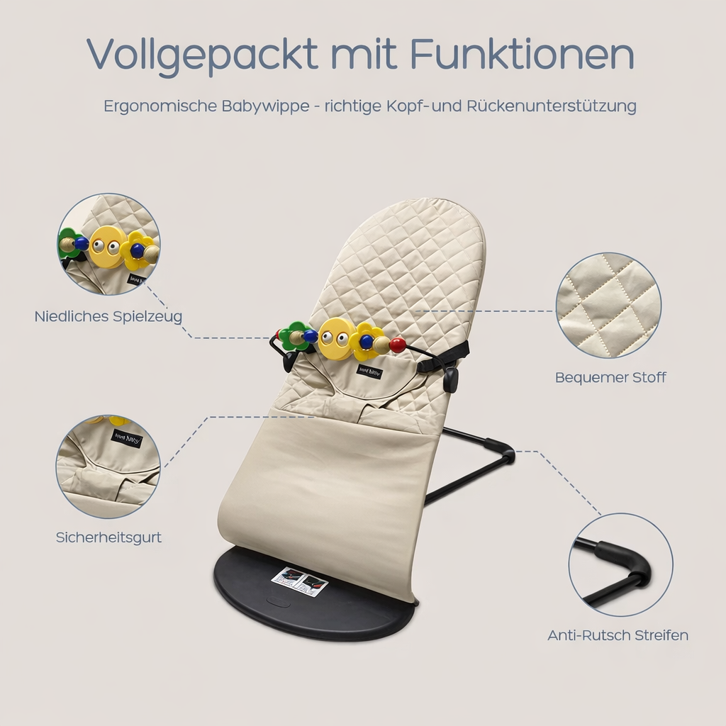 Kivo I Babyschaukelstuhl mit Spielzeug & Klappfunktion