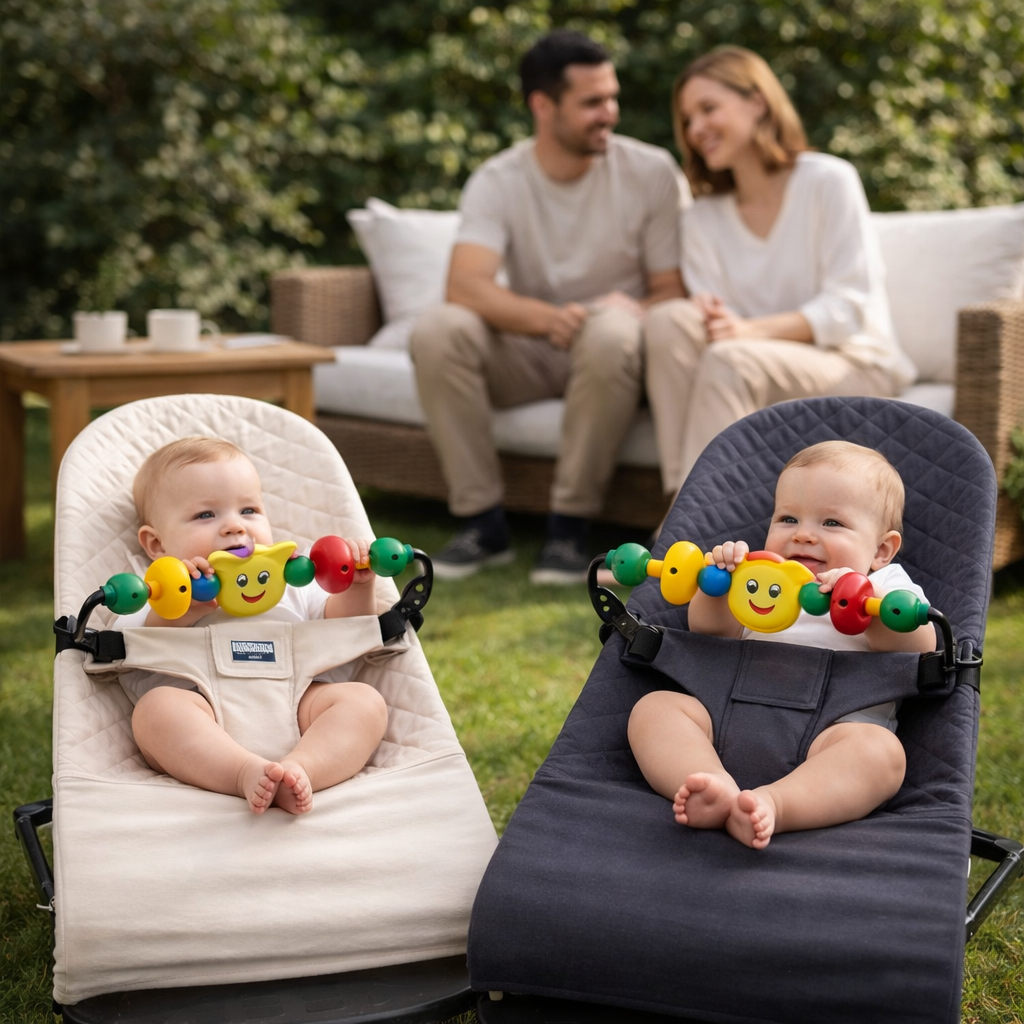 Kivo I Babyschaukelstuhl mit Spielzeug & Klappfunktion