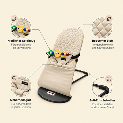 Babywippe mit Spielbogen, klappbar, ohne Batterien I Kivo