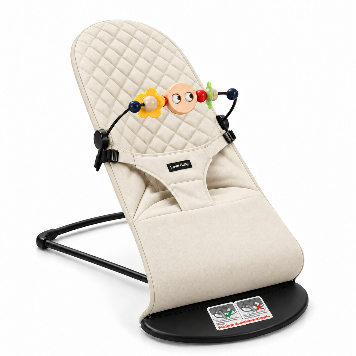 Babywippe mit Spielbogen, klappbar, ohne Batterien I Kivo