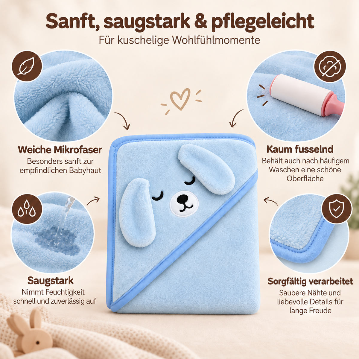 Felia I Kuscheliger Kinderbademantel aus Flanell mit Kapuze