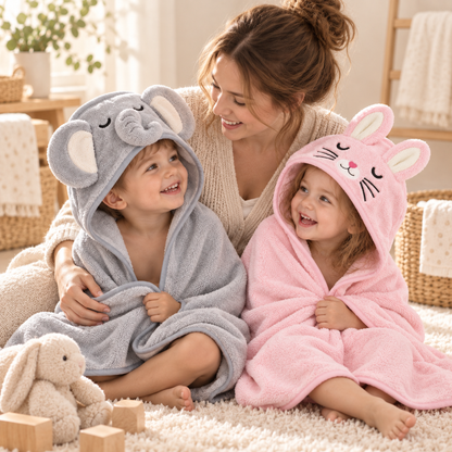 Felia I Kuscheliger Kinderbademantel aus Flanell mit Kapuze