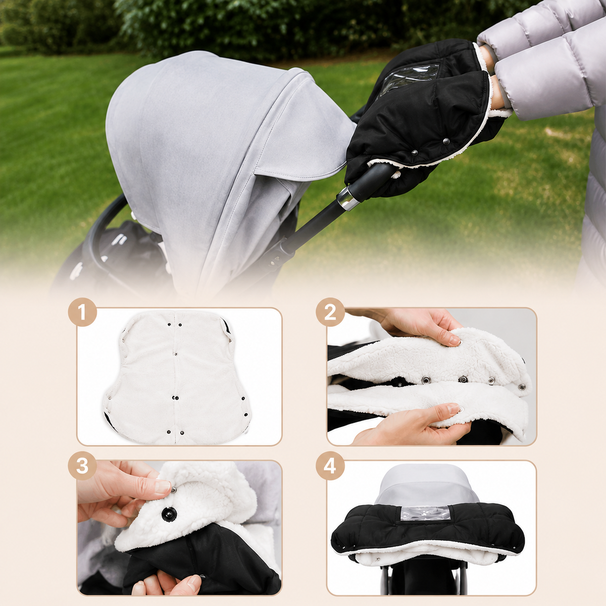 Sorea I Warme Kinderwagen-Handschuhe mit weichem Fleecefutter