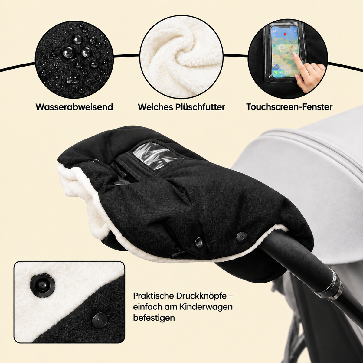 Kinderwagen-Handschuhe mit Fleecefutter, Handwärmer I Sorea