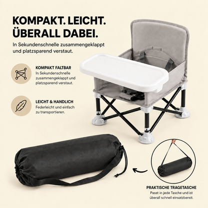 Reise-Kinderstuhl faltbar mit Esstablett und Sicherheitsgurt I Nomi