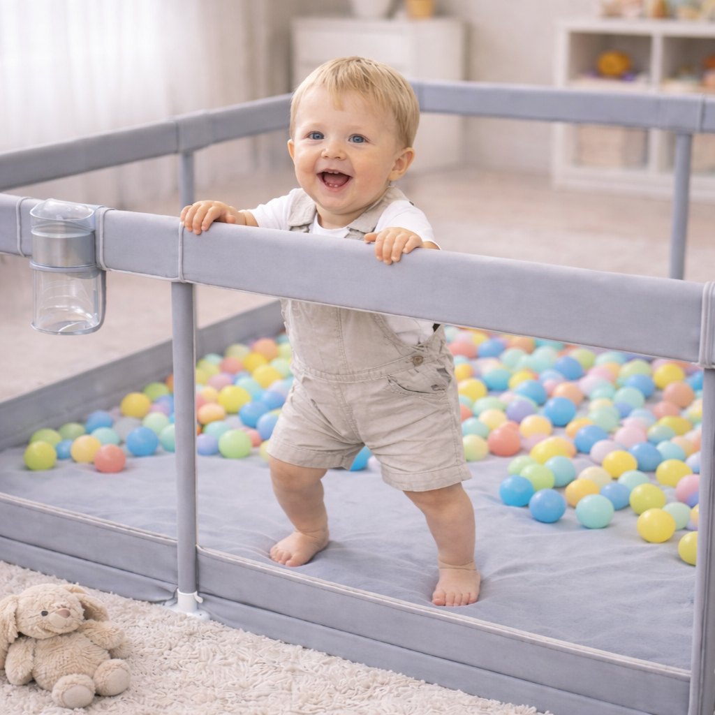 Nexo I Komfort Spiel- & Laufstall mit Netz für Kinder und Babys