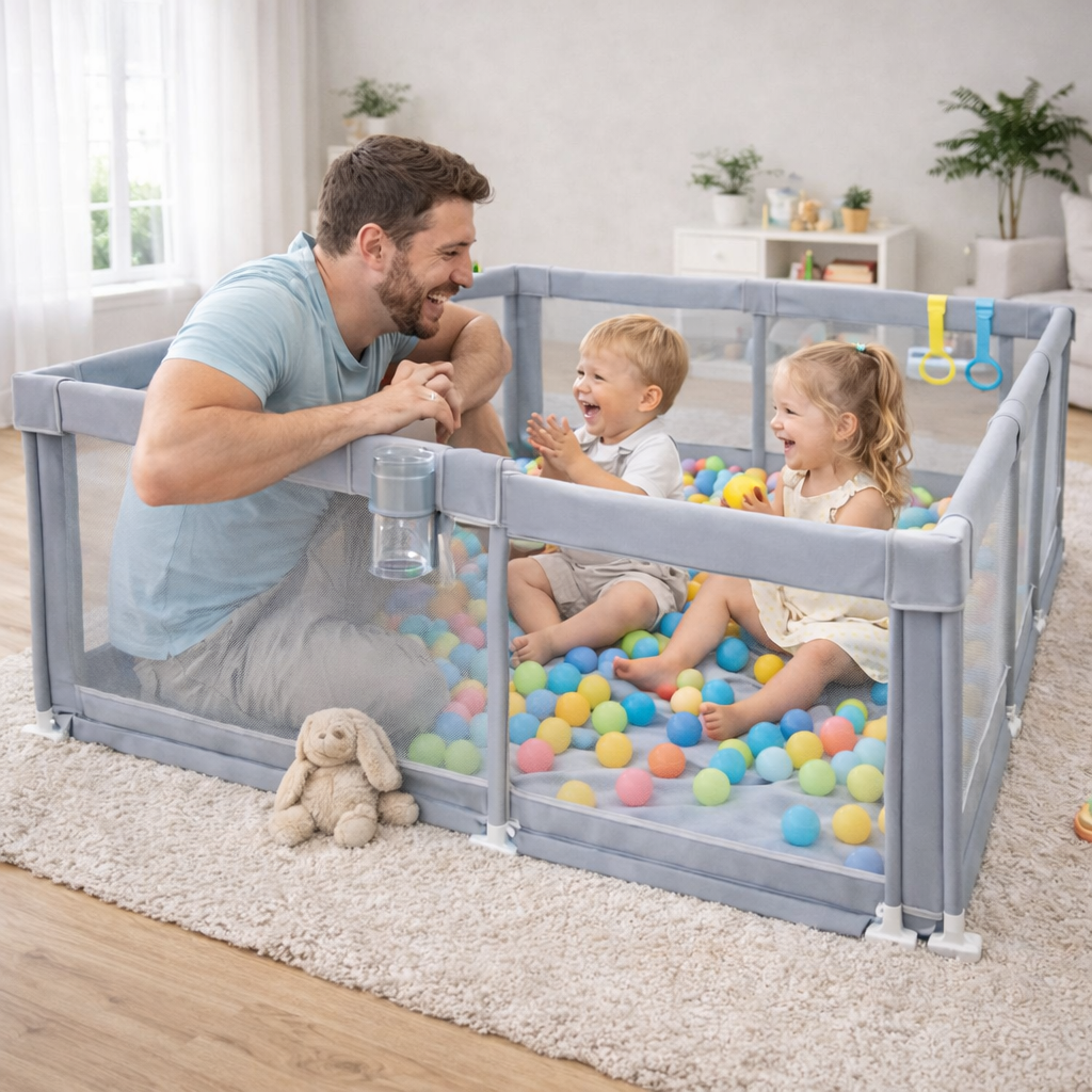 Nexo I Komfort Spiel- & Laufstall mit Netz für Kinder und Babys