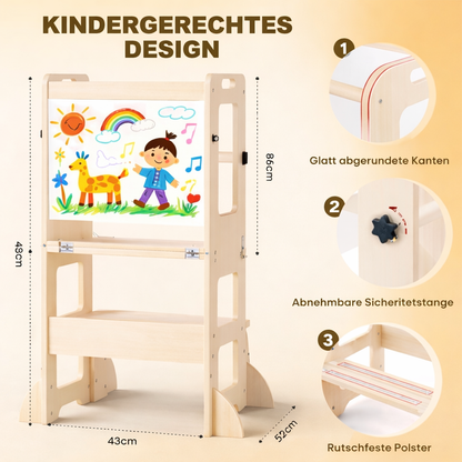 Liora I 3-in-1 Spiel- & Lernturm aus Holz für Kinder