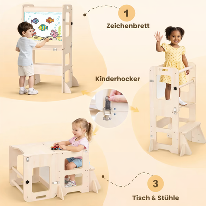 Liora I 3-in-1 Spiel- & Lernturm aus Holz für Kinder