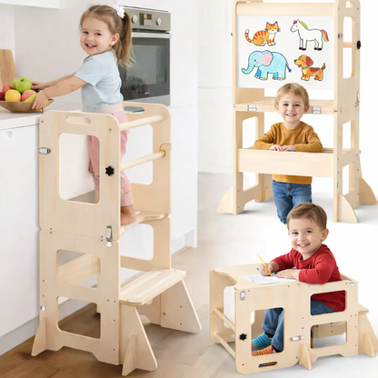 Liora I 3-in-1 Spiel- & Lernturm aus Holz für Kinder