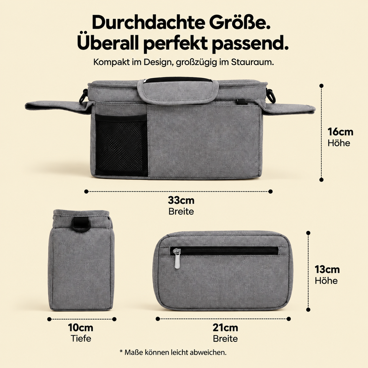 Kinderwagen-Organizer mit isolierten Getränkehaltern und Handytasche I Navo