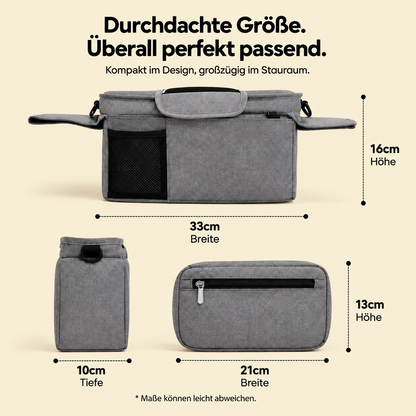 Kinderwagen-Organizer mit isolierten Getränkehaltern und Handytasche I Navo