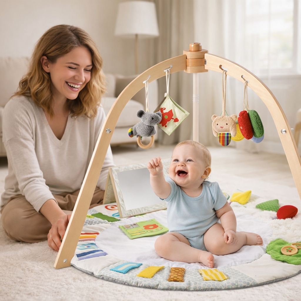 Sana I Spiel- & Krabbeldecke mit Holzbogen für Kinder