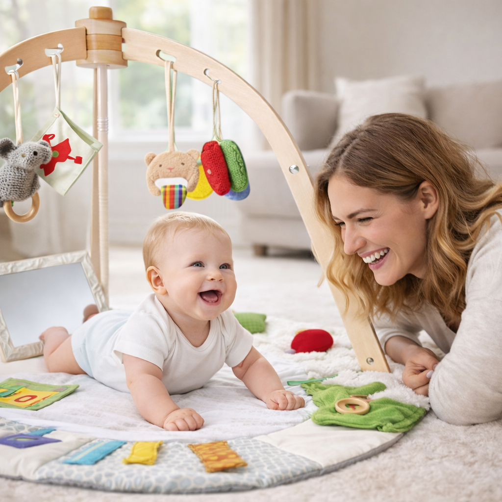 Sana I Spiel- & Krabbeldecke mit Holzbogen für Kinder
